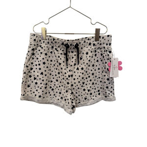 Girls Paperflower Shorts XL White Black Star Heart Print